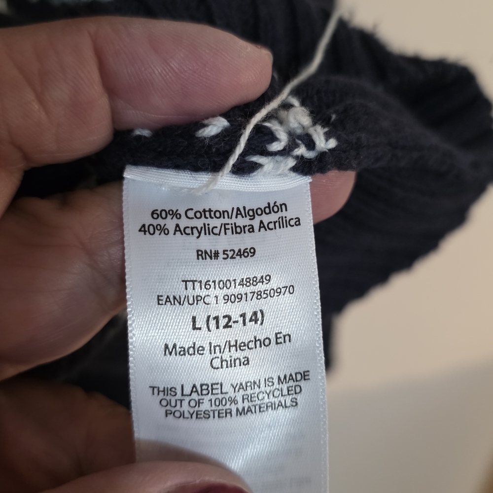 Women's Sz L Striped Navy and White Sweater - Picture 4 of 11